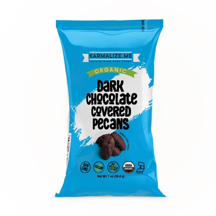 Organic Chocolate Pecan Halves - 1 oz for wholesale by Karmalize.Me