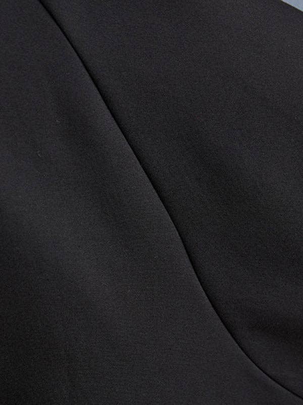 BLACK Long Sleeves Loose Asymmetric Split-Joint Zipper Heaps Collar Sweatshirt Tops for wholesale on Faire11