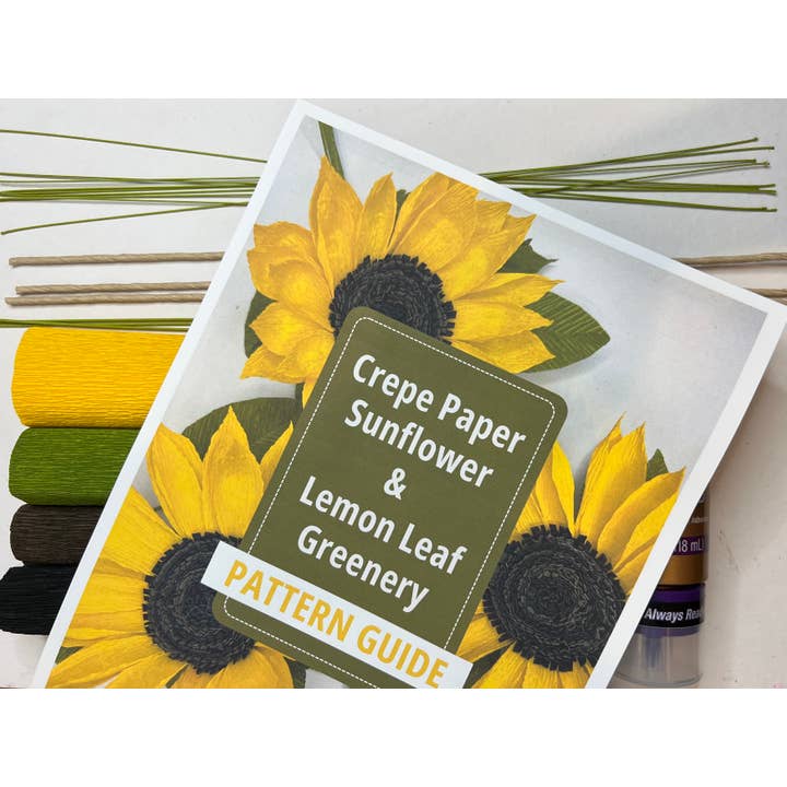 Petals and Pearls Design - Wholesale DIY Craft Kit - Kit with Pattern - Crepe Paper Sunflower