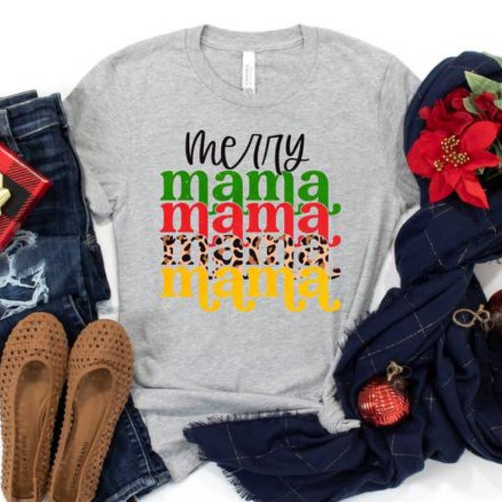 Camiseta Merry Mama Christmas por atacado de Londas Trendy Tees
