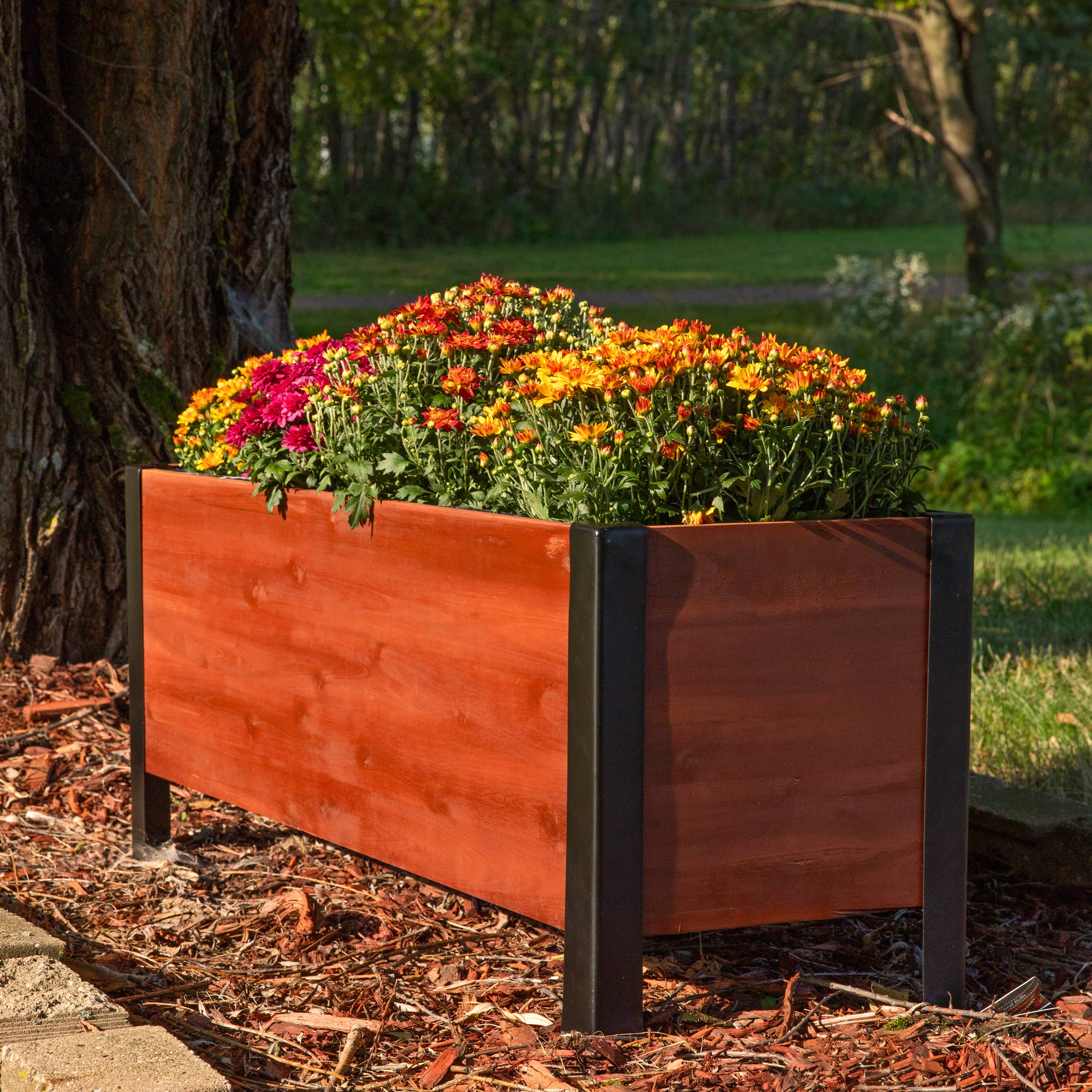 Sunnydaze Decor - Wholesale Planter Box - Acacia Wood Raised Garden Bed with Liner - 14.75" H - Brown5