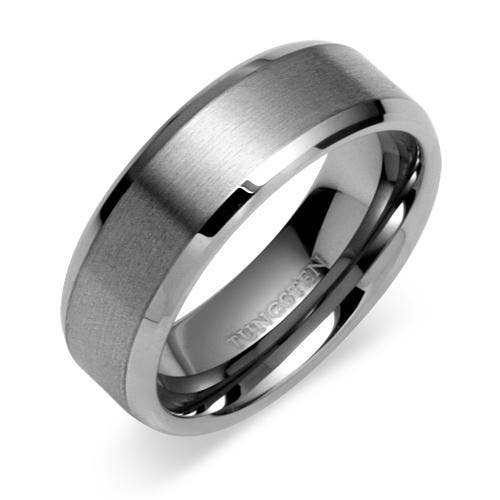 Beveled Center 8mm Men's Premium Tungsten Band Size 11.5 for wholesale by Peliani