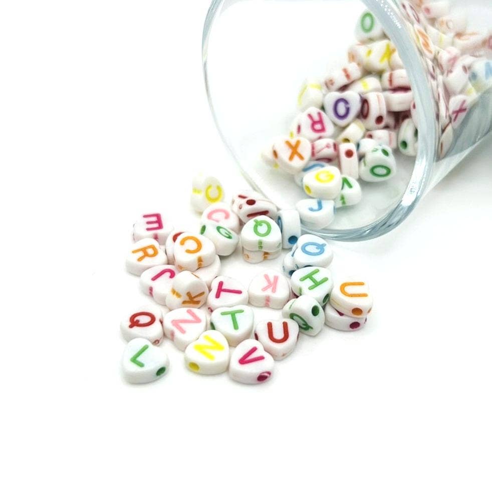 Guerrilla Charm - Wholesale Beads - Rainbow Heart Letter Beads, 7x7mm0