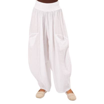 6387 White Vera May Italian Linen Pant for wholesale by VeraMay
