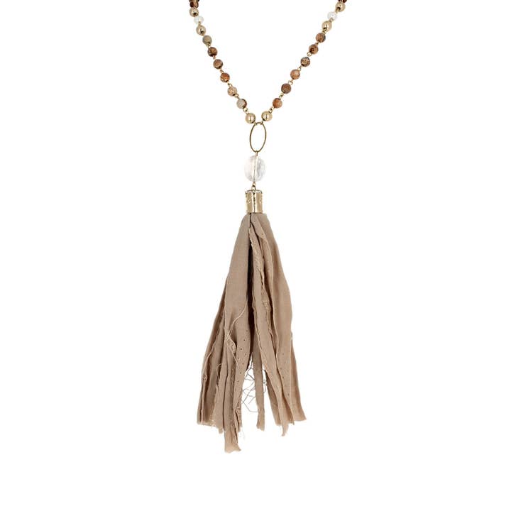 Natural Stone Tassel Necklace for wholesale by NY Jewelry House