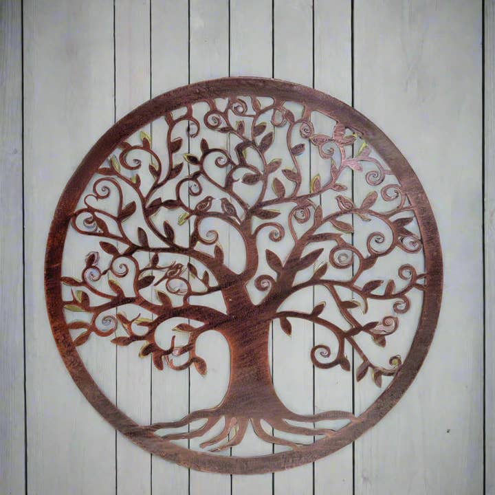 Marissa's Gifts - Vente Décoration murale - Art mural en bronze fait main représentant l'arbre de vie avec racines pour intérieur/extérieur 40 cm