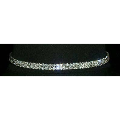 #12204 - 2 rij stretch strass ketting - helder kristal zilver voor wholesale door Bridal Store Jewelry