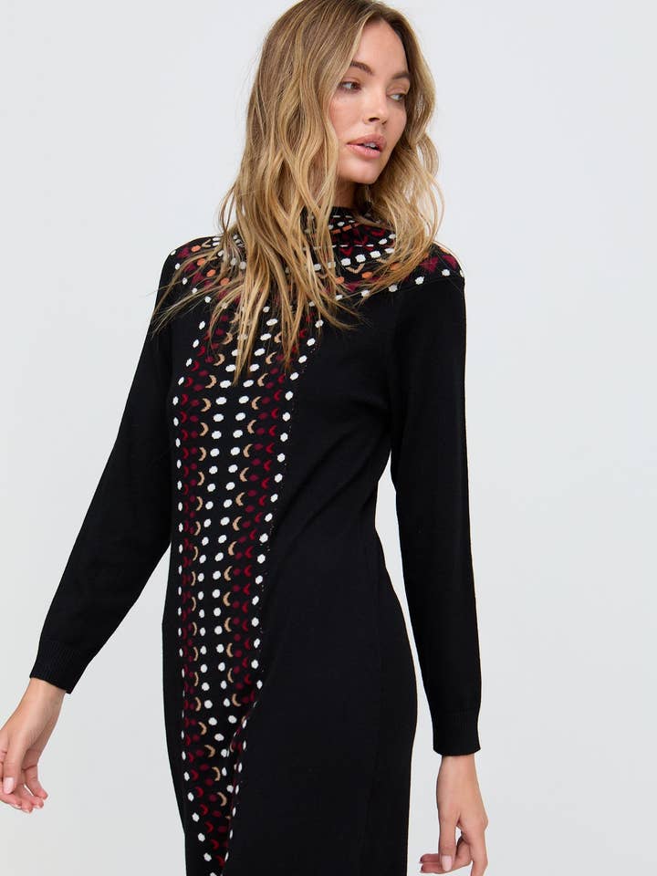 Jethro Geometric Printed Maxi Dress In Black for wholesale by Raffya