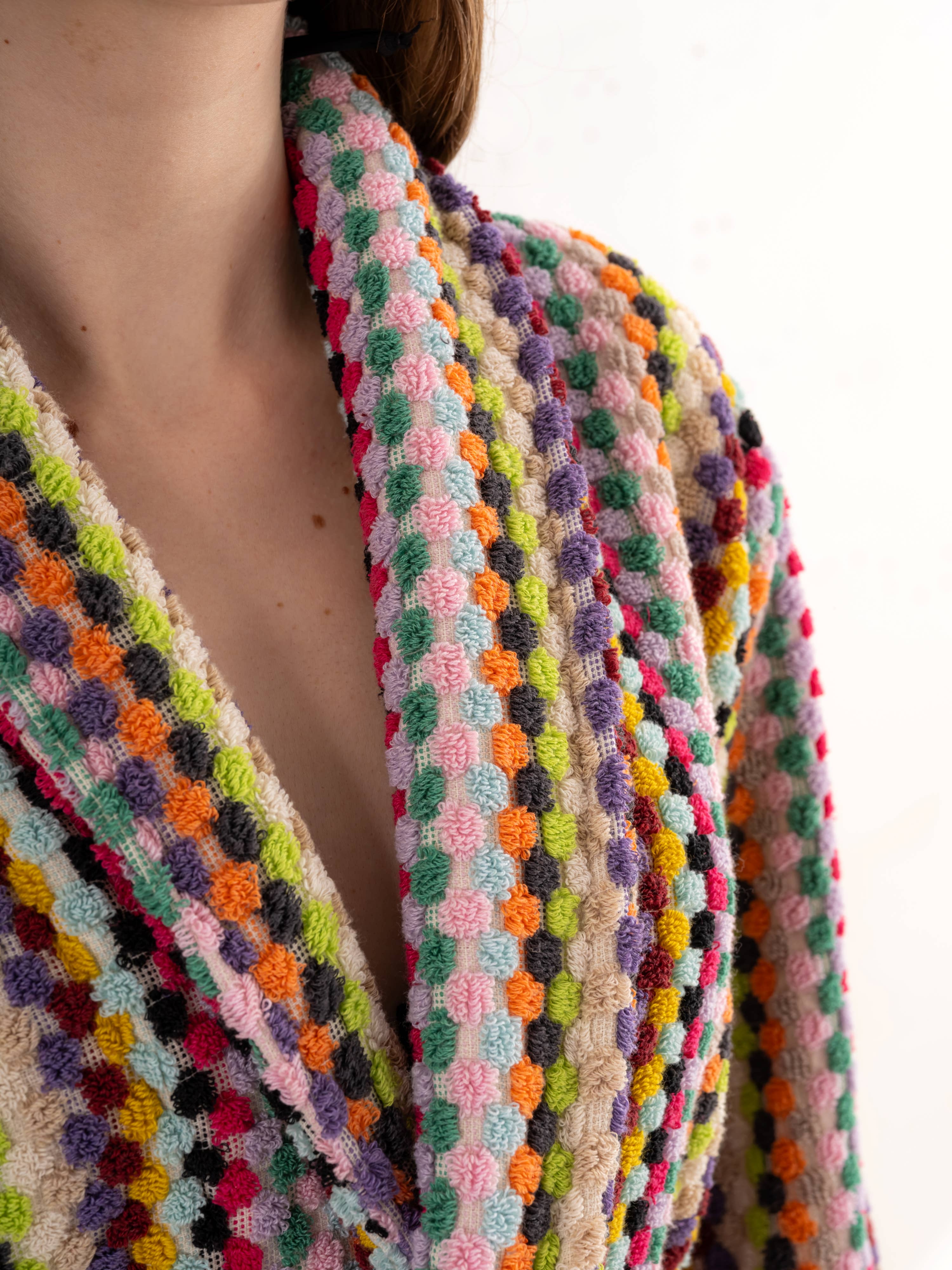 Kalkedon Towels – wholesale Robe – Women's – Pom Pom Bathrobe | Handwoven Robe | Thick and Plush Robe2