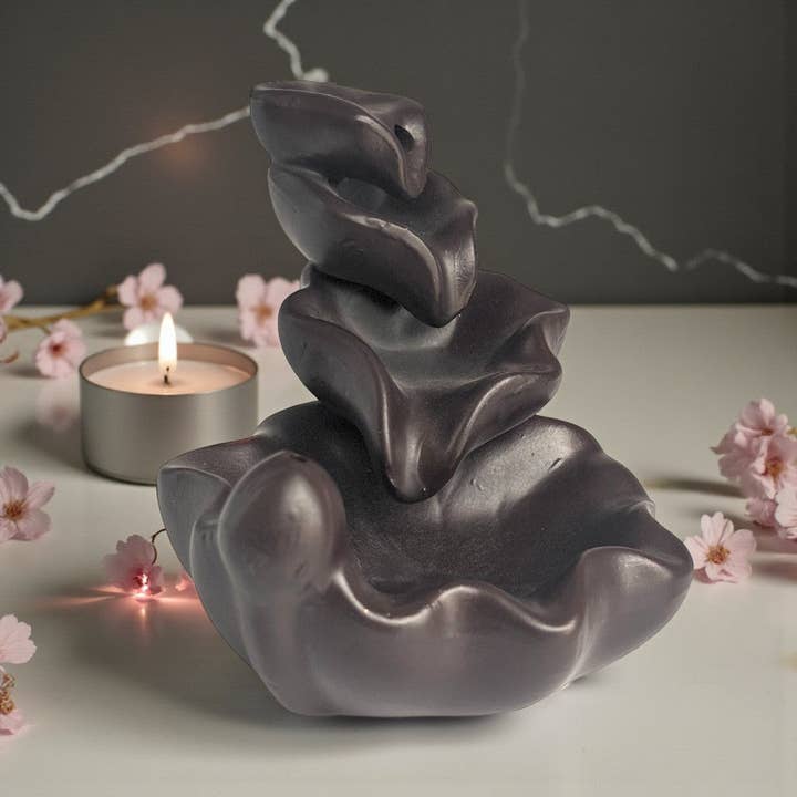 Backflow Burner - Triple Lily Leaf, Brown<br> for wholesale by Earths Elements Wholesale