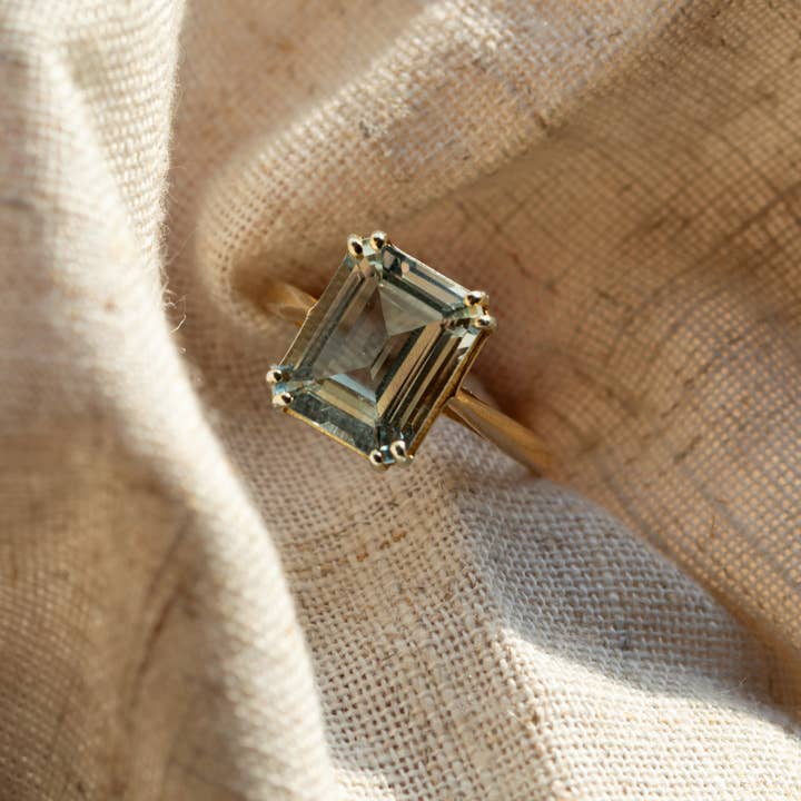 The Gold Luna Ring - Beautiful Ocean Green Quartz Rings for wholesale by Dainty London