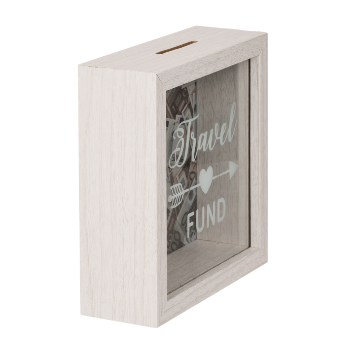 Out of the blue KG - Wholesale Money/Piggy Bank - White wooden savings box, Travel Fund,3