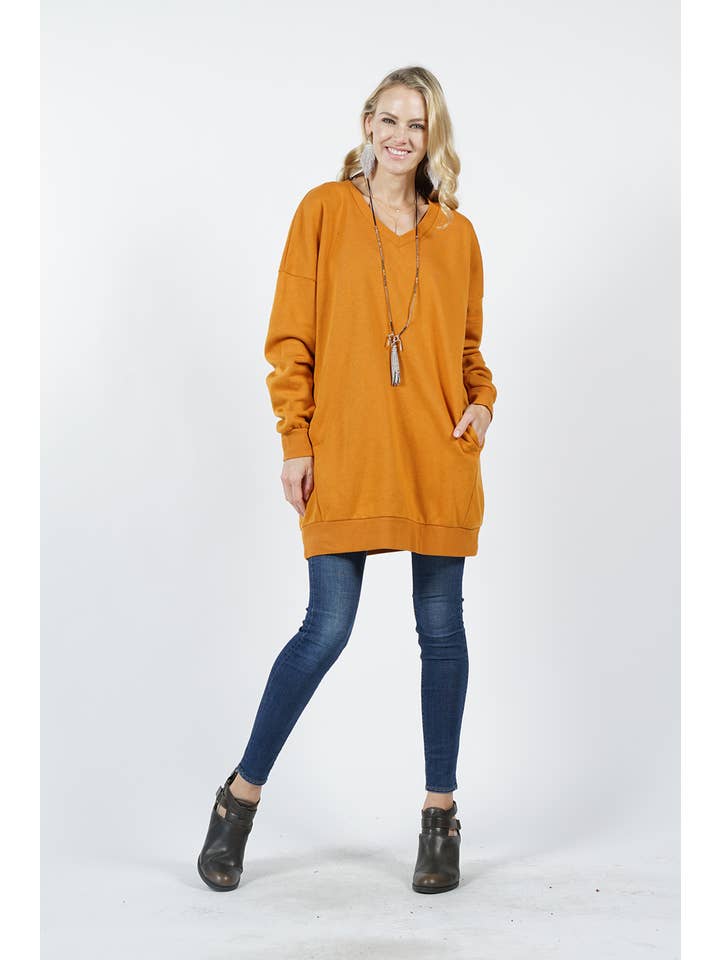 42POPS - Wholesale Tunic - Women's - ", SC26557 Two-pocket oversize fleece tunic
