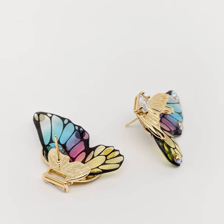 Mio Queena - Wholesale Stud/Post Earrings - Gradient Butterfly Wings Stud Earrings