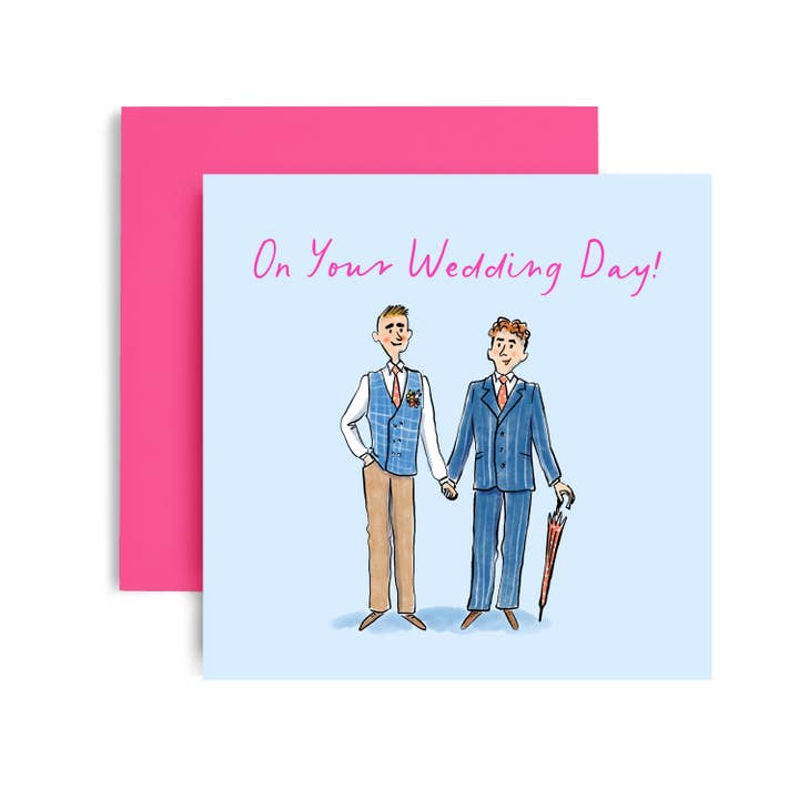 Huxters – wholesale Wedding card – Watercolour Groom and Groom Wedding Card