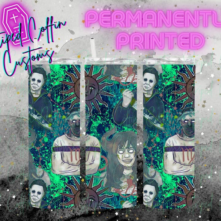 Horror Horoscope Earth Signs Tumbler | Weird Gifts | Emo Tumbler | Emo Never Dies | Horror Movies | Horror Character for wholesale by Striped Coffin Customs