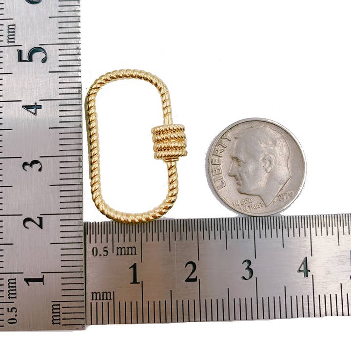 Beads Creation - Wholesale Clasp - 18K Gold Filled Brass Carabiner Screw Clasp