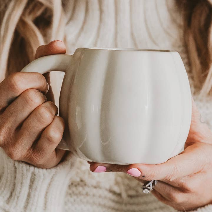 Cream Pumpkin Coffee Mug - Fall Decor & Gifts for wholesale by Sweet Water Decor