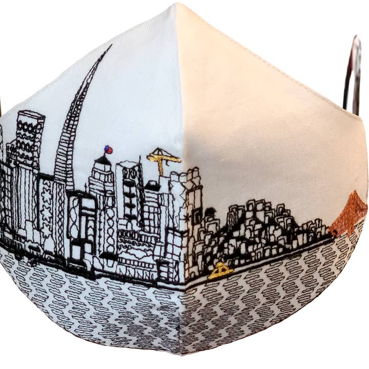 Beyond Cushions Corporation – Engroshandel Mundbind – San Francisco Broderet Skyline ansigtsmaske