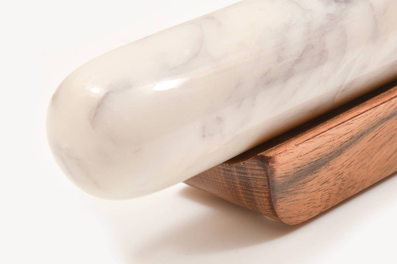 Verve Culture - Wholesale Rolling Pin - White Marble Rolling Pin and Wood Base3