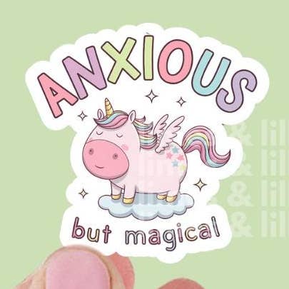 Ængstelig men Magisk Enhjørning Vinylklistermærke for engroshandel hos Limes & Lilly