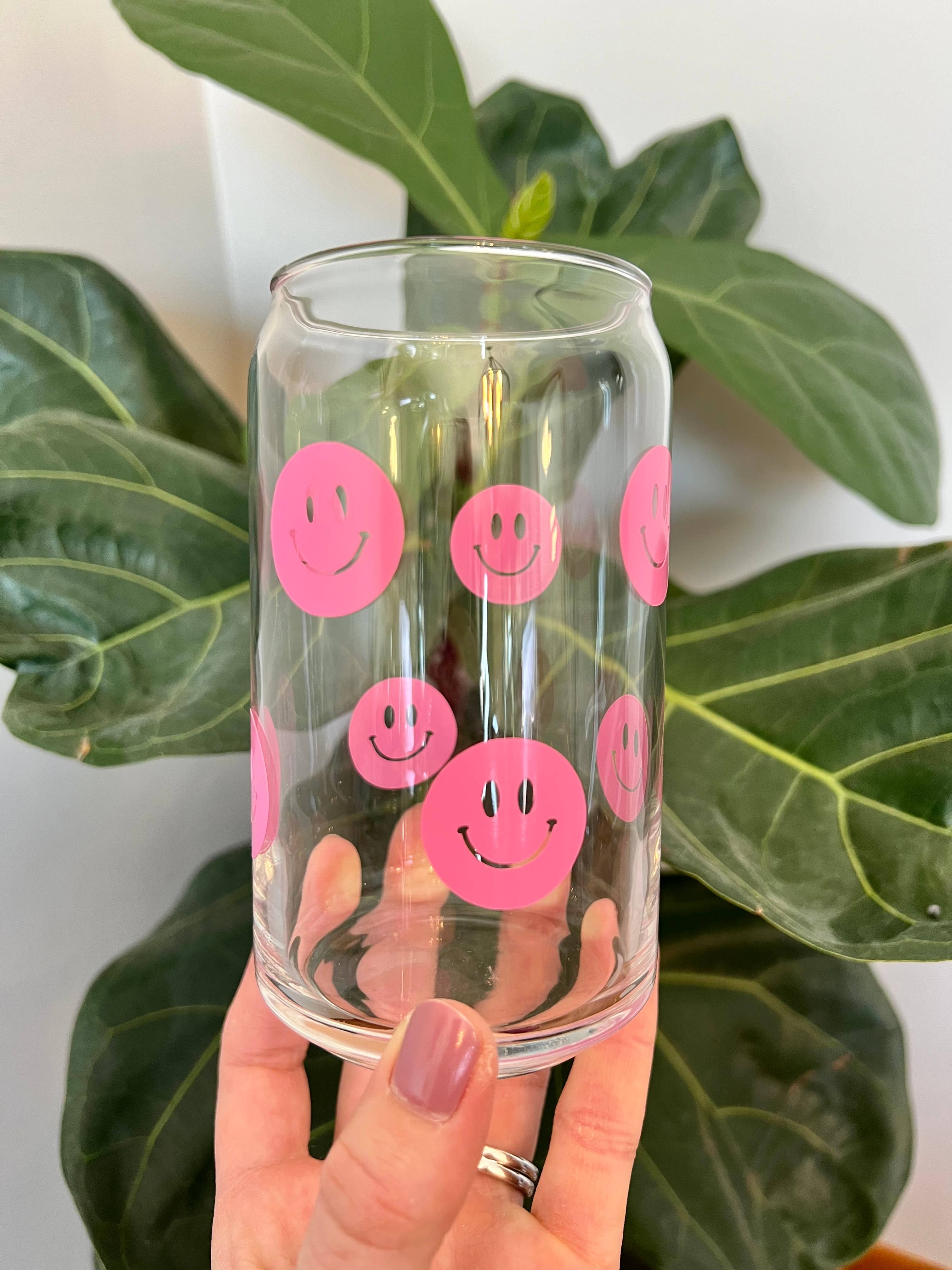 Salty Spouse Glassware - Wholesale Drinking Glass/Cup - Happy Face Beer Can Style Glass1