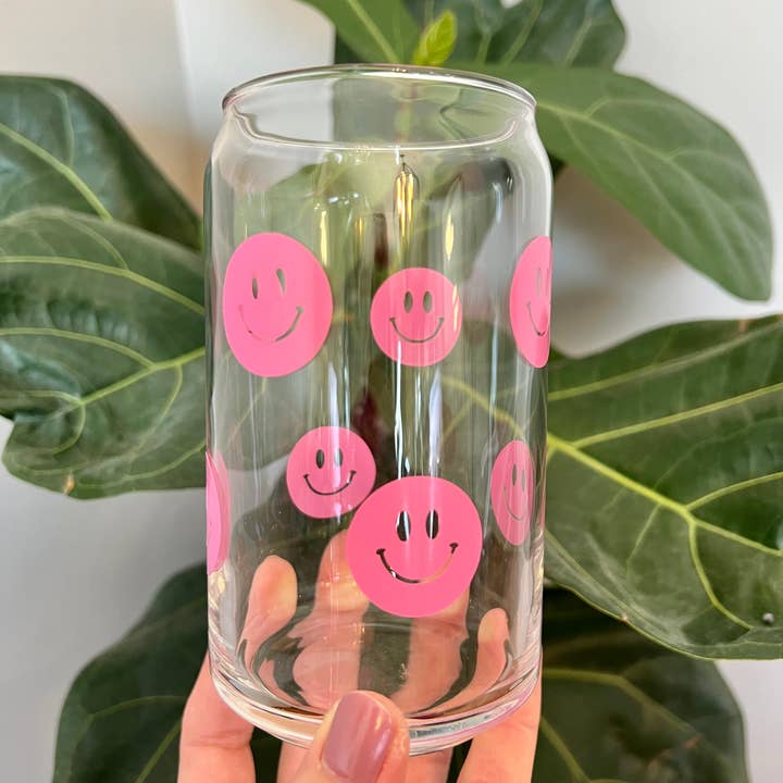 Salty Spouse Glassware - Wholesale Drinking Glass/Cup - Happy Face Beer Can Style Glass1