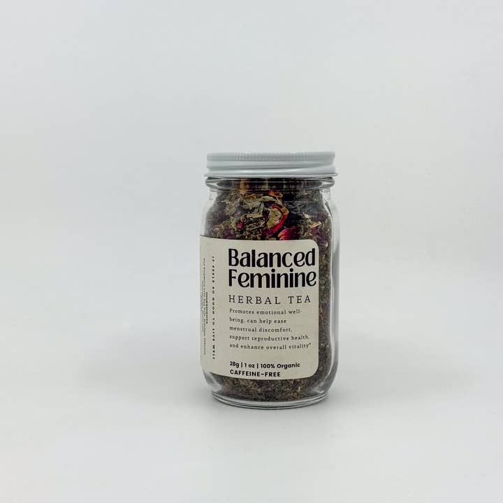 Balanced Feminine Loose Leaf Herbal Tea | Glass Jar  for wholesale by Daily Ritual Apothecary