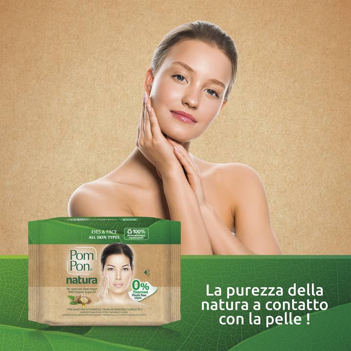 Babylino - Wholesale Makeup Remover - Pom Pon Natura Makeup Remover Wipes, Organic Argan Oil, 20 Units3