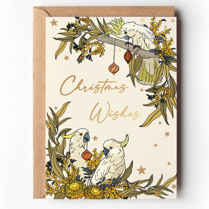 Cartão de Natal com Cacatuas | Cartão Australiano por atacado de Little Green Mini Creative