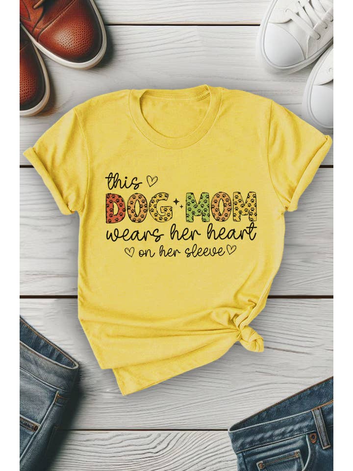 Top Avenue - Wholesale Screen Printed T-Shirt - Women's - This Dog Mama Weats Her Heart On Her Sleeve, Unisex Round Neck T-Shirt6
