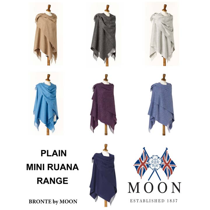Bronte Moon - Wholesale Wrap - Women's - Plain Luxury Mini Ruana - Merino Lambswool - Made in England8