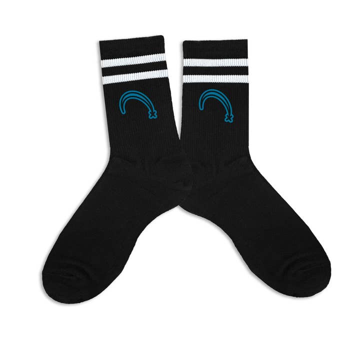 Sockprints - Wholesale Socks - Unisex - Custom Printed Black White/Stripe Ribbed Crew Socks8