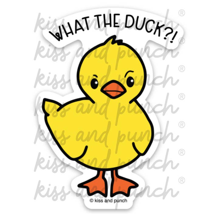 3 tommer Snarky What the Duck Diecut vinylklistermærke for engroshandel hos Kiss and Punch