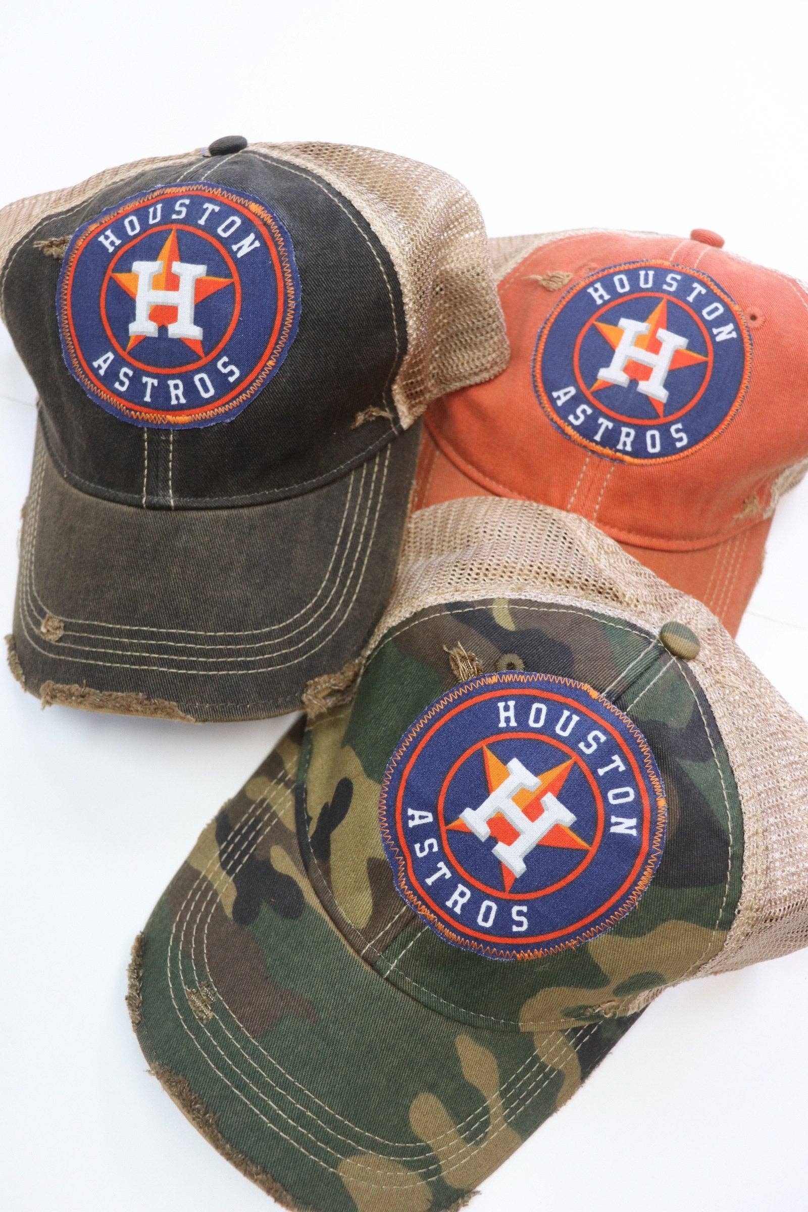 Sweet Texas Treasures - Wholesale Trucker Hat - Unisex - Houston Baseball Circle Dirty Trucker Hat [All Colors]6