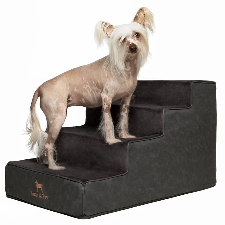 NOAH AND PAW LLC – wholesale Pet steps & ramps – Cat/dog – Luxury Dog Stairs for Bed, Faux Leather Collection, Black1