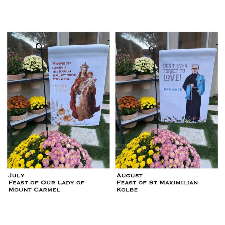 Meyer Market Designs - Wholesale Flag - Catholic Garden flags. Marian garden. Sacred heart flag.