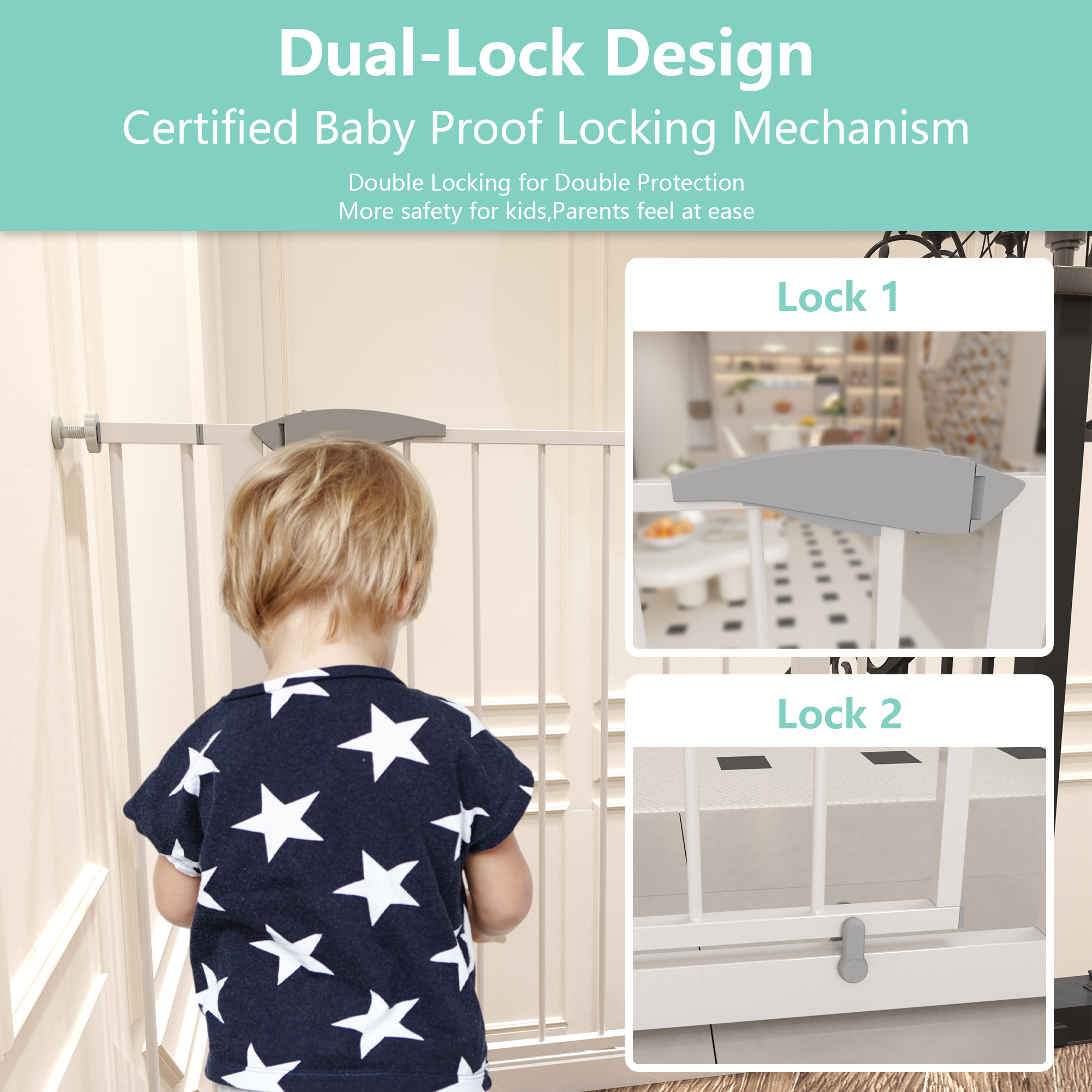 39F Inc. - Vente Barrière portative pliable – chien - Barrière de sécurité ajustable pour bébé et animaux, 29,5"-45,3", sans perçage, blanc7