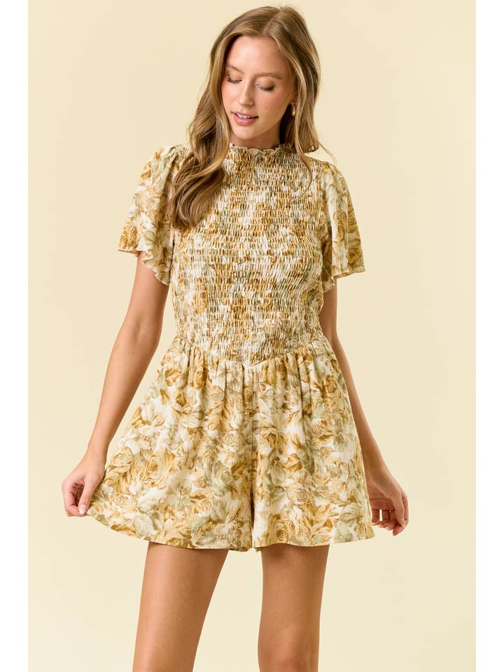 Doe and Rae – Engroshandel Romper - Dame – Blomstermønstret strikket ærmeløs romper med sidelomme - 27972R-11