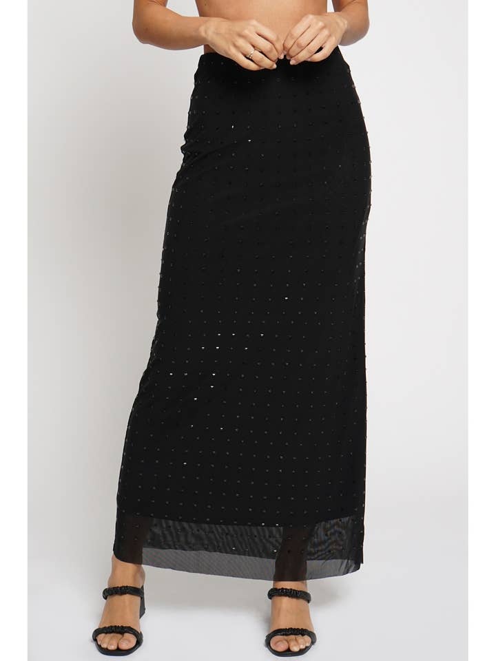 MIRROR MESH MAXI SKIRT for wholesale by Sans Souci