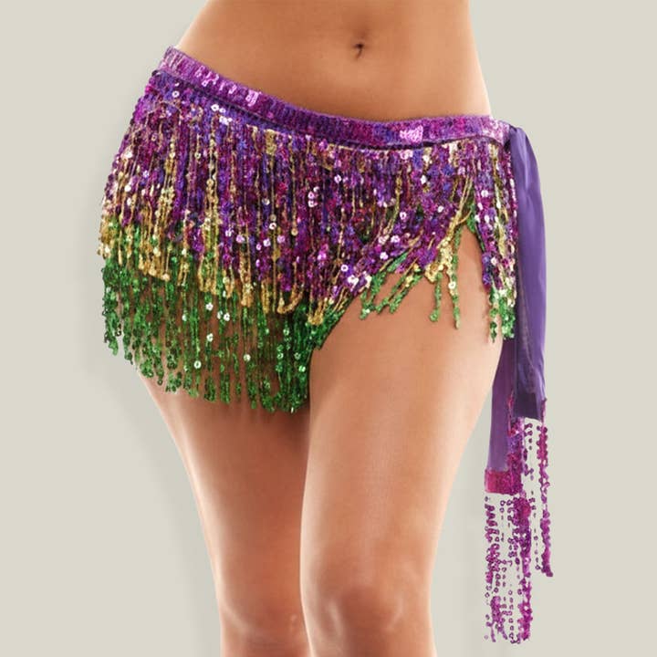 Mardi Gras Pailletten Fringe Heupsjaal Rok voor wholesale door Sensibling Corp.