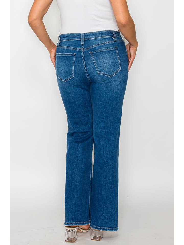 Blue PLUS SIZE HIGH RISE STRAIGHT LEG JEAN #BT5002X for wholesale on Faire14