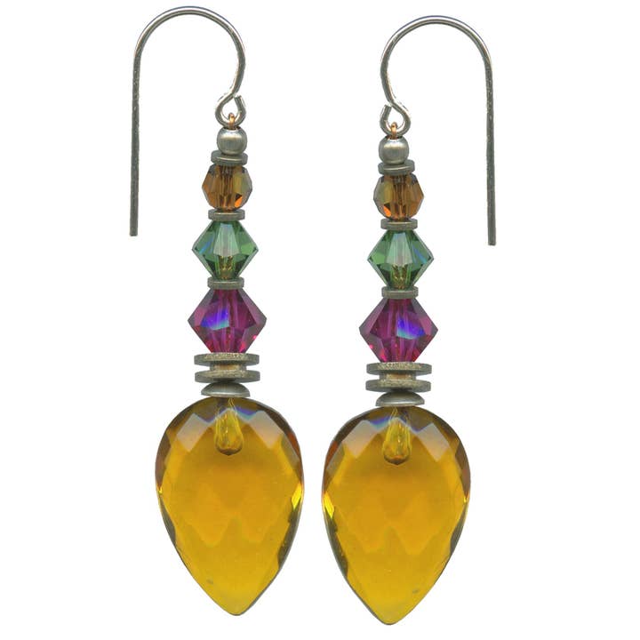 457 - TOPAS GLAS ØRERINGE MED ØSTRIGSKE KRYSTAL ACCENTER for engroshandel hos Owen Glass Collection