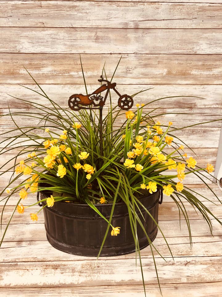 Chopper Motorcycle Garden Plant Stake for wholesale by Universal Ironworks USA