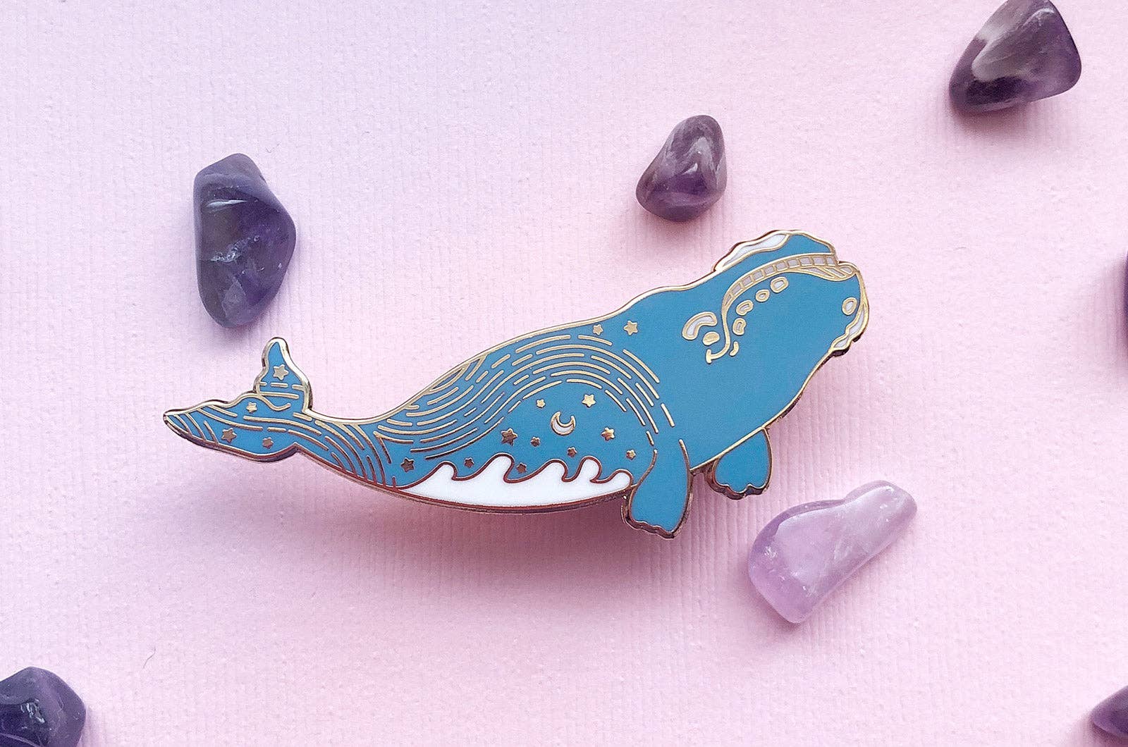 Alum and Ink - Wholesale Lapel Pin/Button - Star Trails Right Whale (Pathways Through the Stars) Pin6