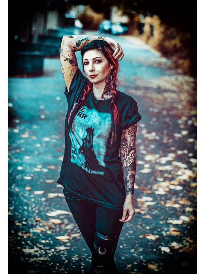 Gothicat - Wholesale Screen Printed T-Shirt - Unisex - The Purr "Cats don't cry" T-shirt2