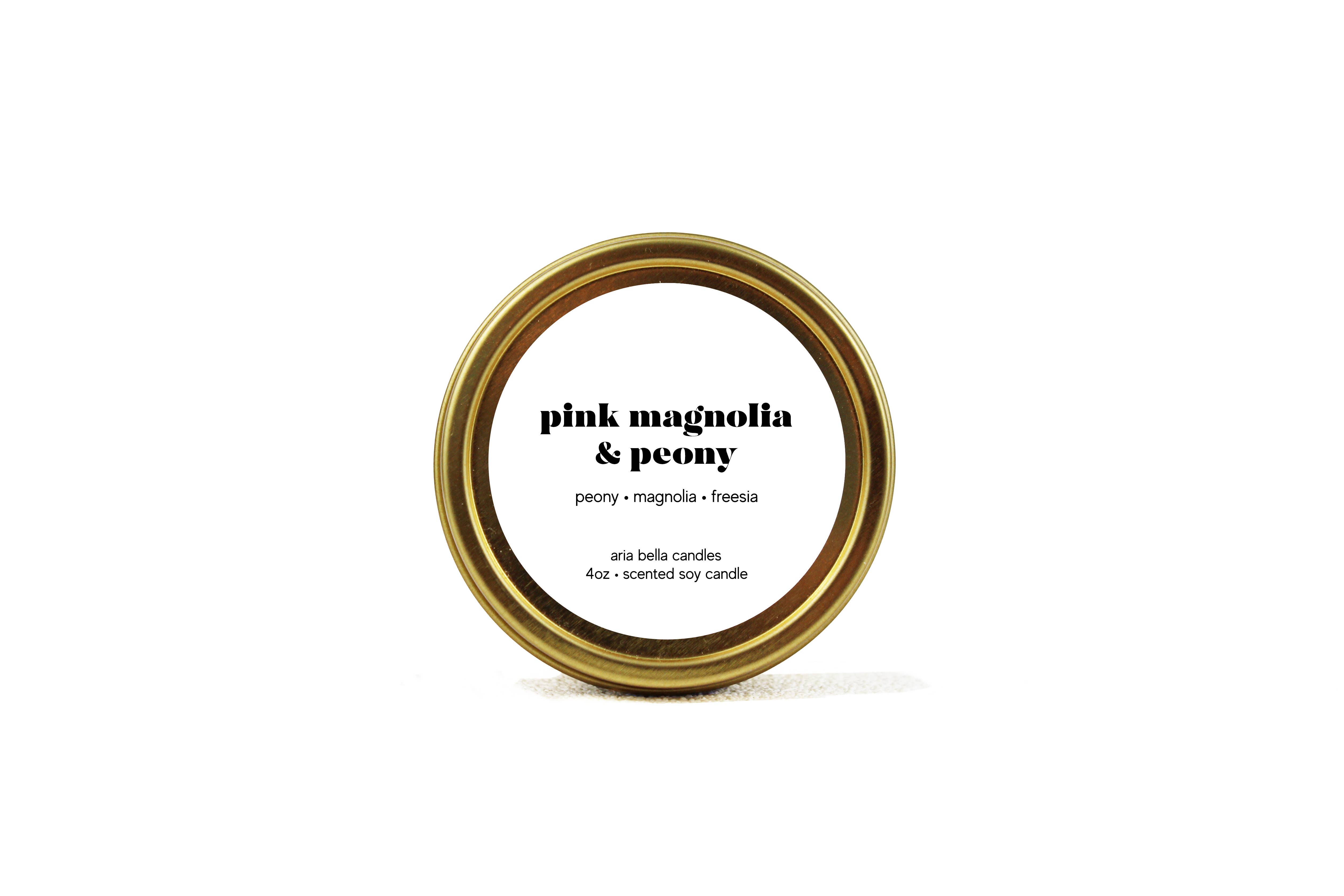 Aria Bella Candles - Wholesale Jar/Filled Candle - Pink Magnolia & Peony Soy Candle0