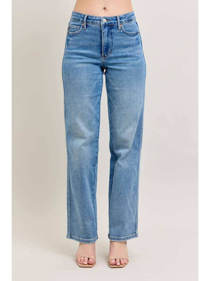 Watermelon Apparel - Wholesale Jeans - Women's - Judy Blue Mid Rise Tummy Control Vintage Wash Straight Jeans