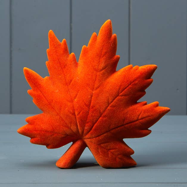 Red Flocked Ceramic Maple Leaf for wholesale by Satchville