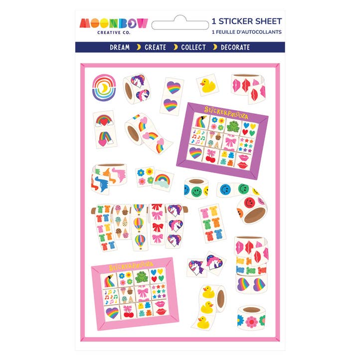 Stickerpalooza! Glossy Sticker Sheet for wholesale by Moonbow Creative Co.